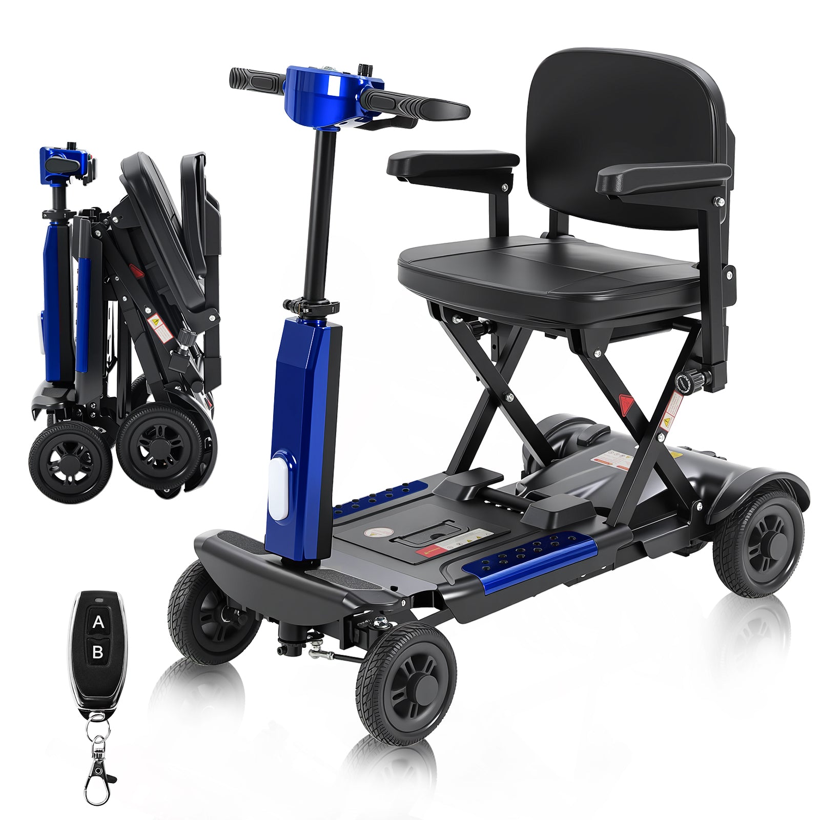 Ecomobi MS02-F-Ultra Mobility Scooter – 15-Mile Range, One-Touch Folding, 12Ah, Supports 330 lbs, Ideal for Seniors & Adults, Airline-Friendly