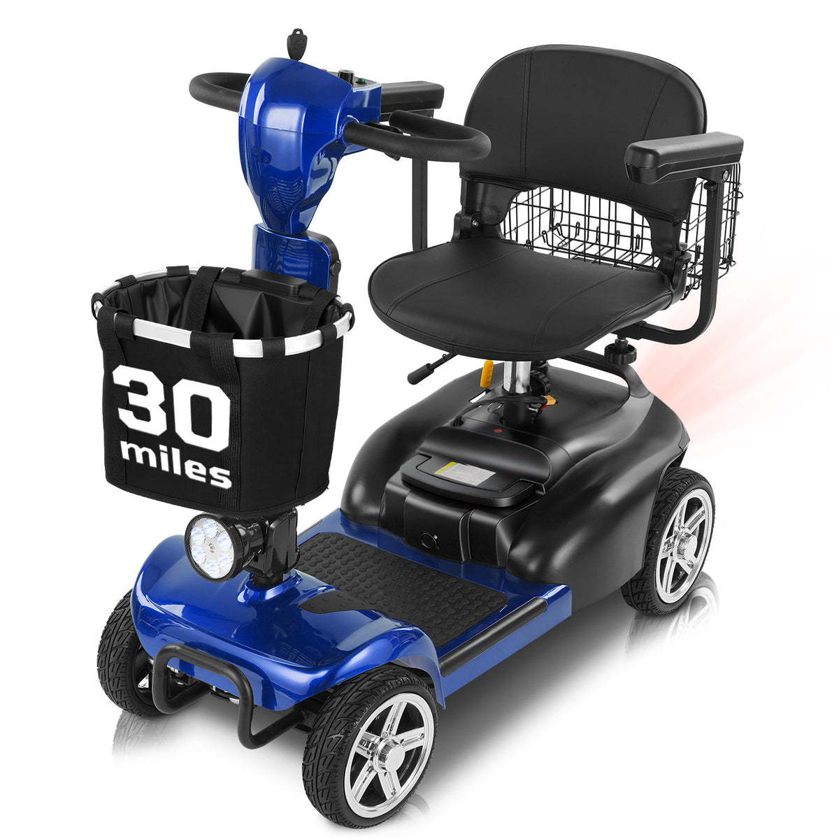 Mbxcooter  4 Wheel Mobility Scooter for Adults/Seniors,15-45 Miles Folding Electric Mobility Scooter,350W Electric Powered Wheelchair Device,Long Range Power Extended Battery,Dual Baskets