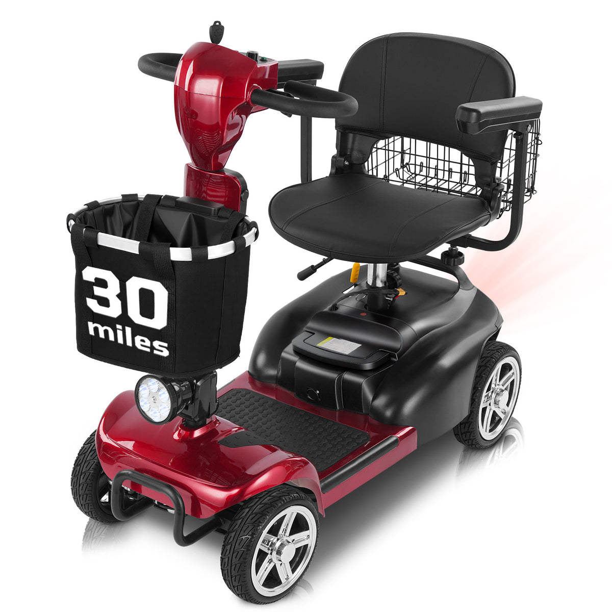 Mbxcooter  4 Wheel Mobility Scooter for Adults/Seniors,15-45 Miles Folding Electric Mobility Scooter,350W Electric Powered Wheelchair Device,Long Range Power Extended Battery,Dual Baskets