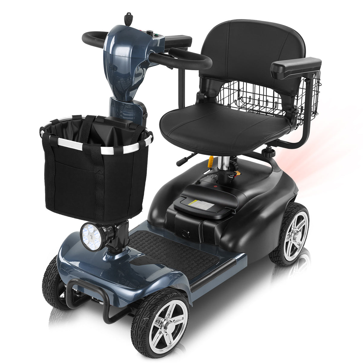 Mbxcooter  4 Wheel Mobility Scooter for Adults/Seniors,15-45 Miles Folding Electric Mobility Scooter,350W Electric Powered Wheelchair Device,Long Range Power Extended Battery,Dual Baskets
