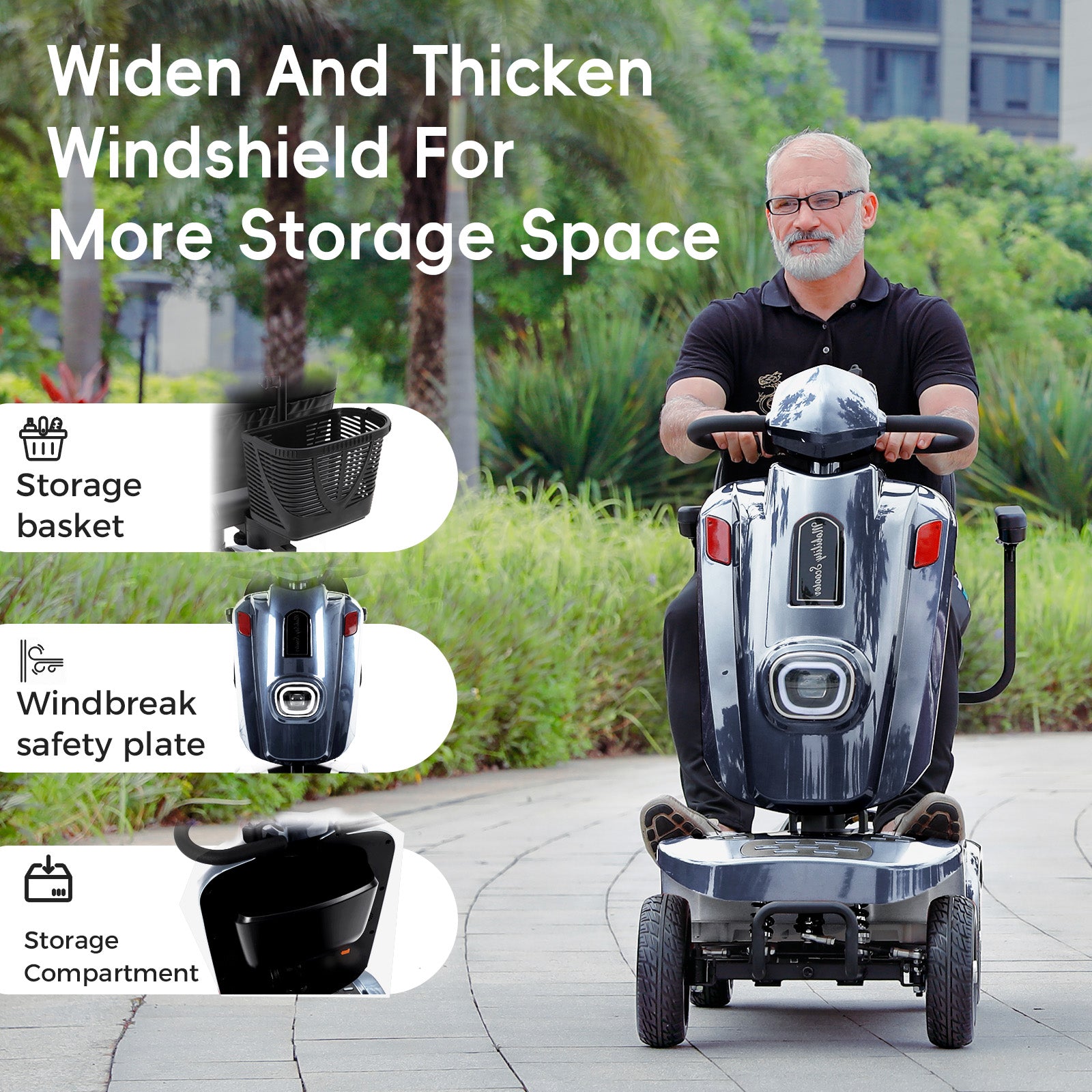 Ecomobi MS02 Plus Heavy Duty Mobility Scooter for Seniors & Adults, 400 Lbs Capacity, 16/26 Mile Range, 9 MPH, 500W Motor, All-Terrain Tires, SUV Friendly