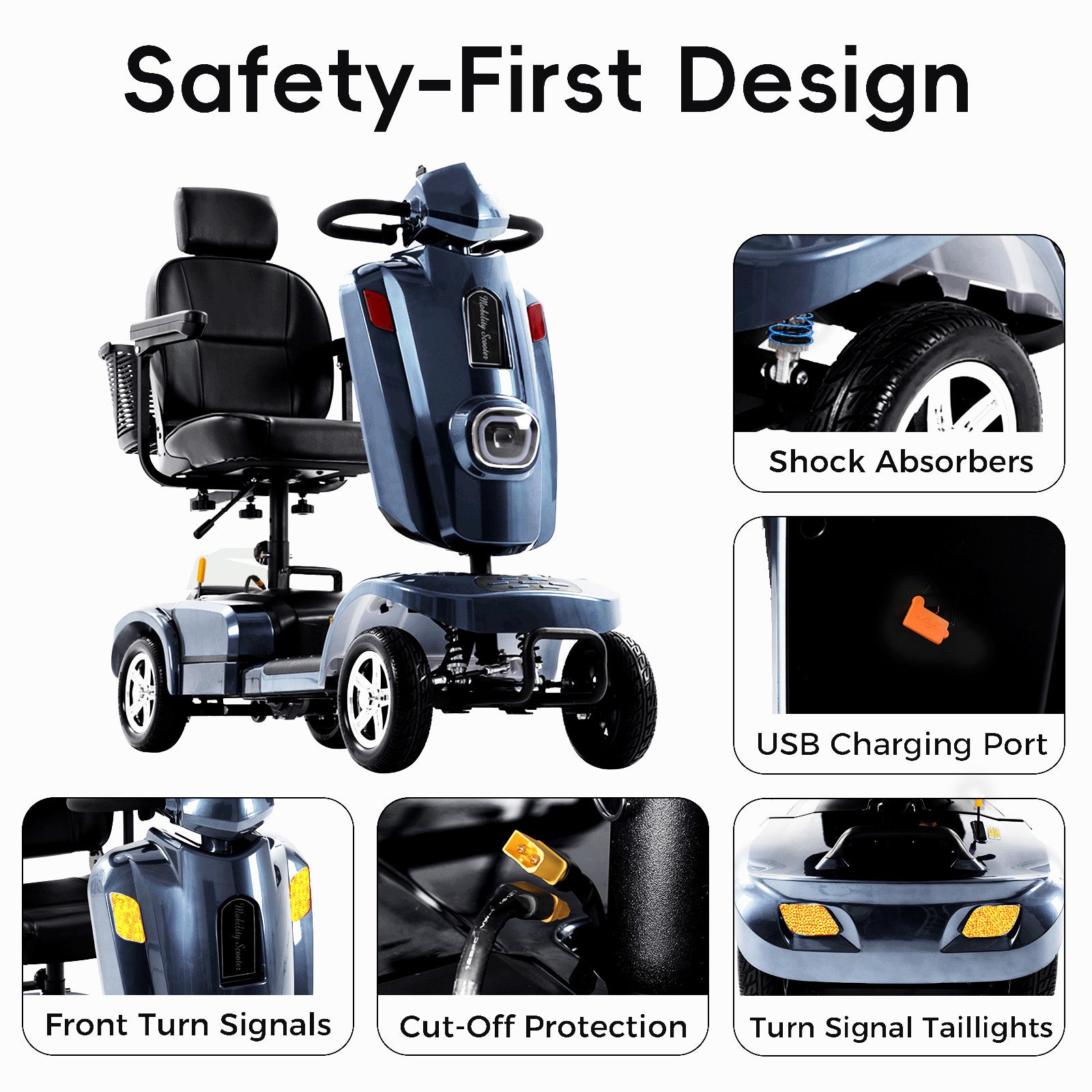 Ecomobi MS02 Plus Heavy Duty Mobility Scooter for Seniors & Adults, 400 Lbs Capacity, 16/26 Mile Range, 9 MPH, 500W Motor, All-Terrain Tires, SUV Friendly
