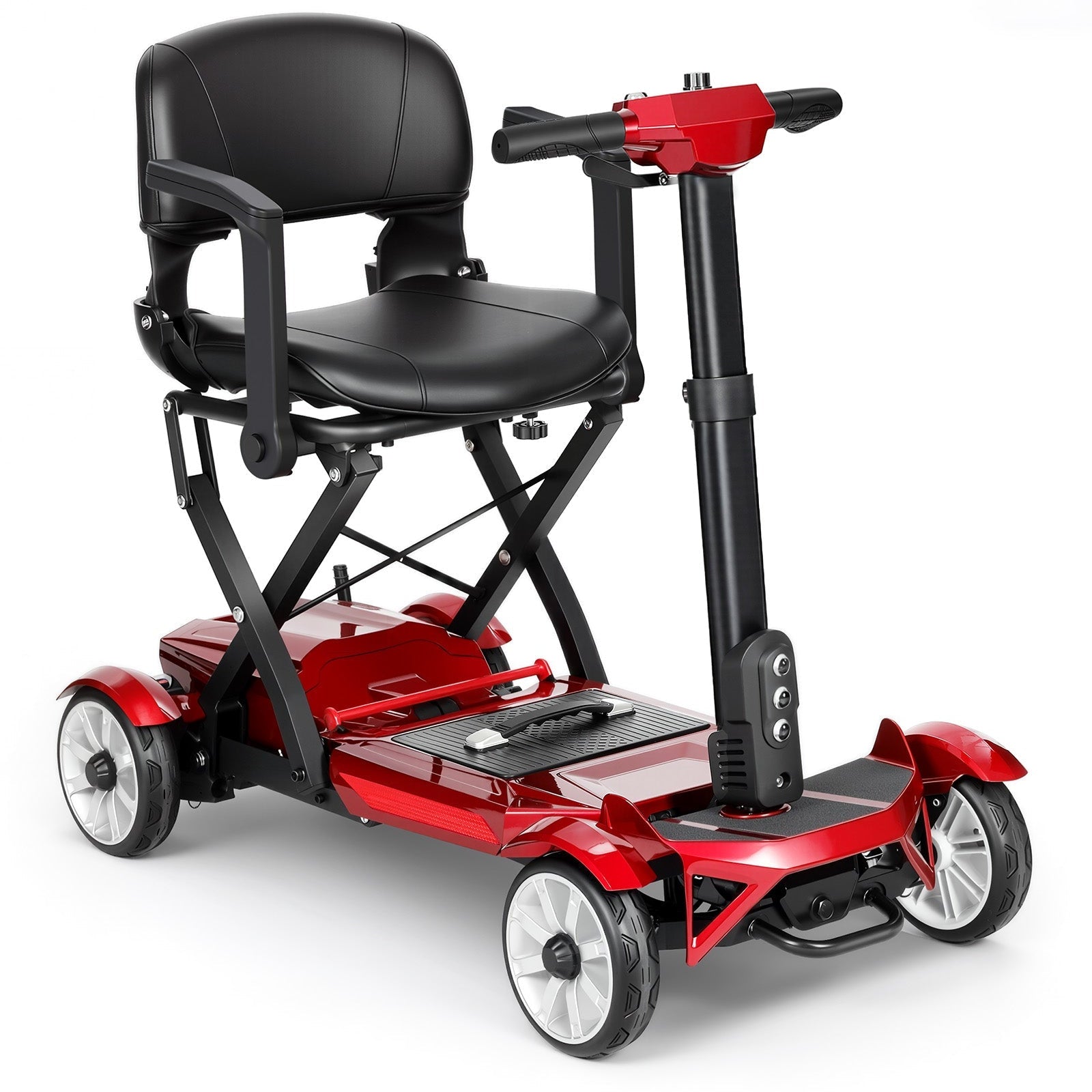 ECOMOBI M4 4-Wheel Manual Foldable Mobility Scooter for Seniors – Ultra-Compact & Portable, Up to15-20 Mi Range