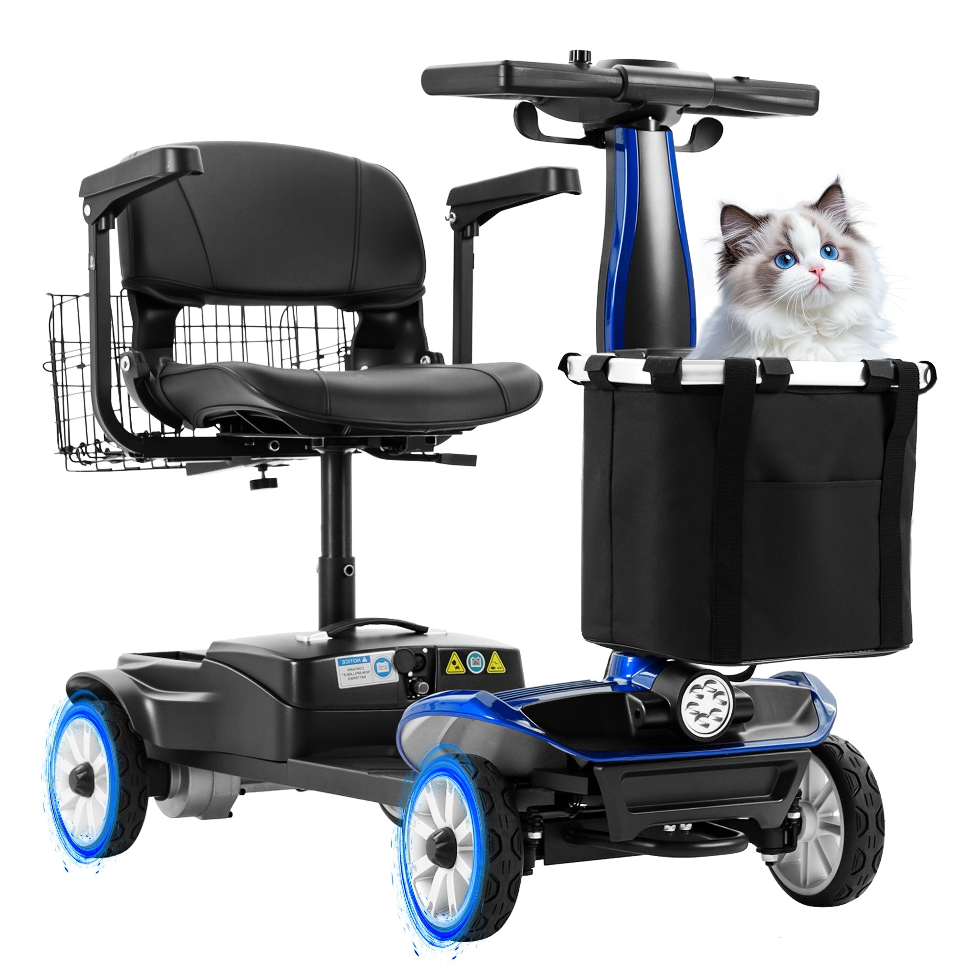 Ecomobi™ MS01 PRO 4-Wheel Foldable Mobility Scooter for Seniors – 15-Mile Range, 330 lbs Capacity, Lightweight & Travel Friendly