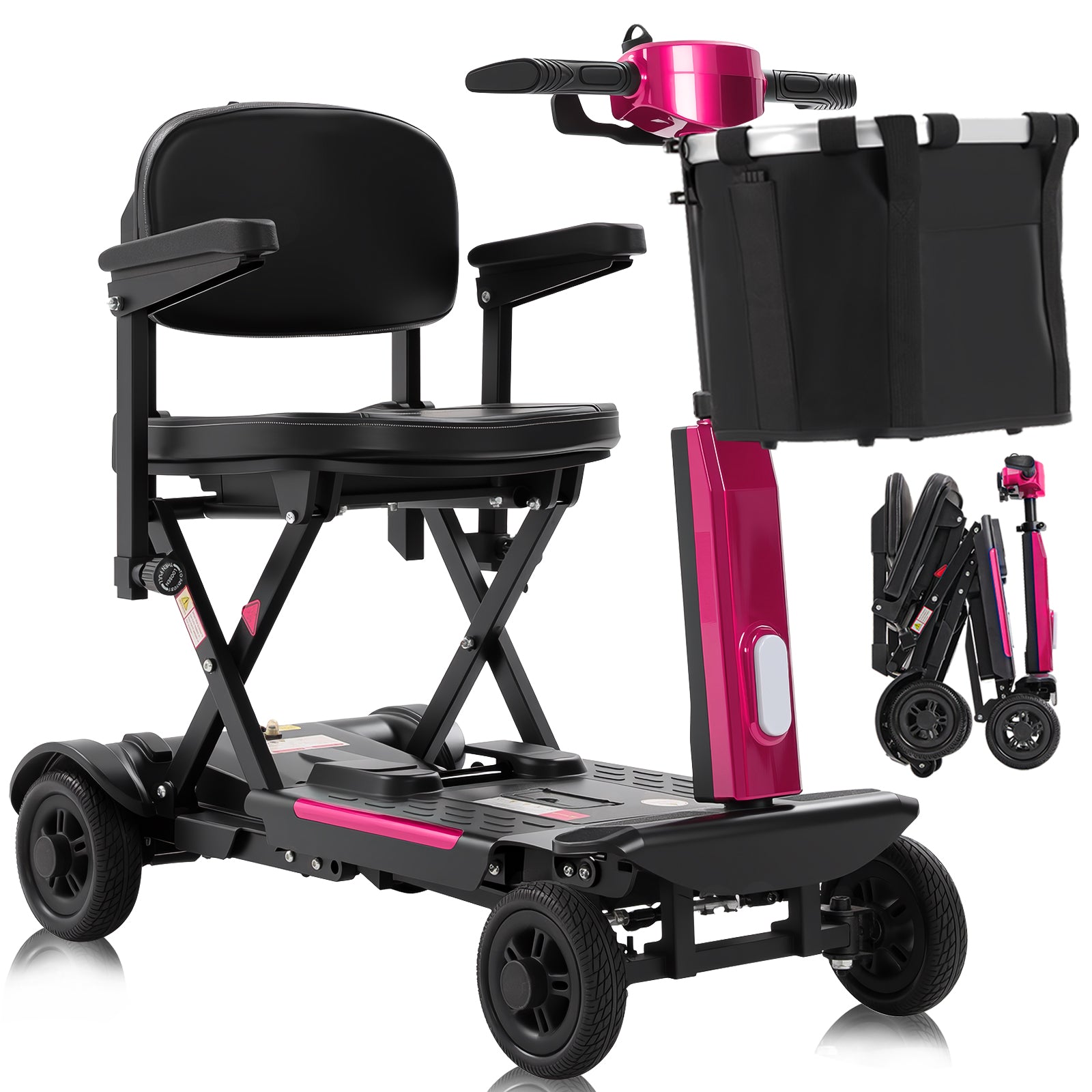 Ecomobi MS02-F-Ultra Mobility Scooter – 15-Mile Range, One-Touch Folding, 12Ah, Supports 330 lbs, Ideal for Seniors & Adults, Airline-Friendly