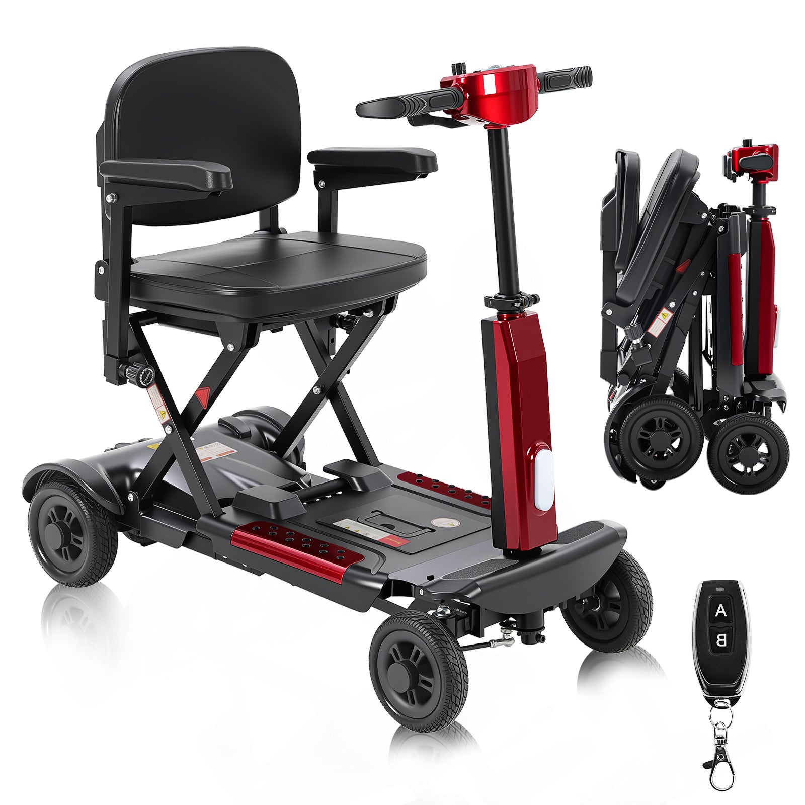 Ecomobi MS02-F-Ultra Mobility Scooter – 15-Mile Range, One-Touch Folding, 12Ah, Supports 330 lbs, Ideal for Seniors & Adults, Airline-Friendly