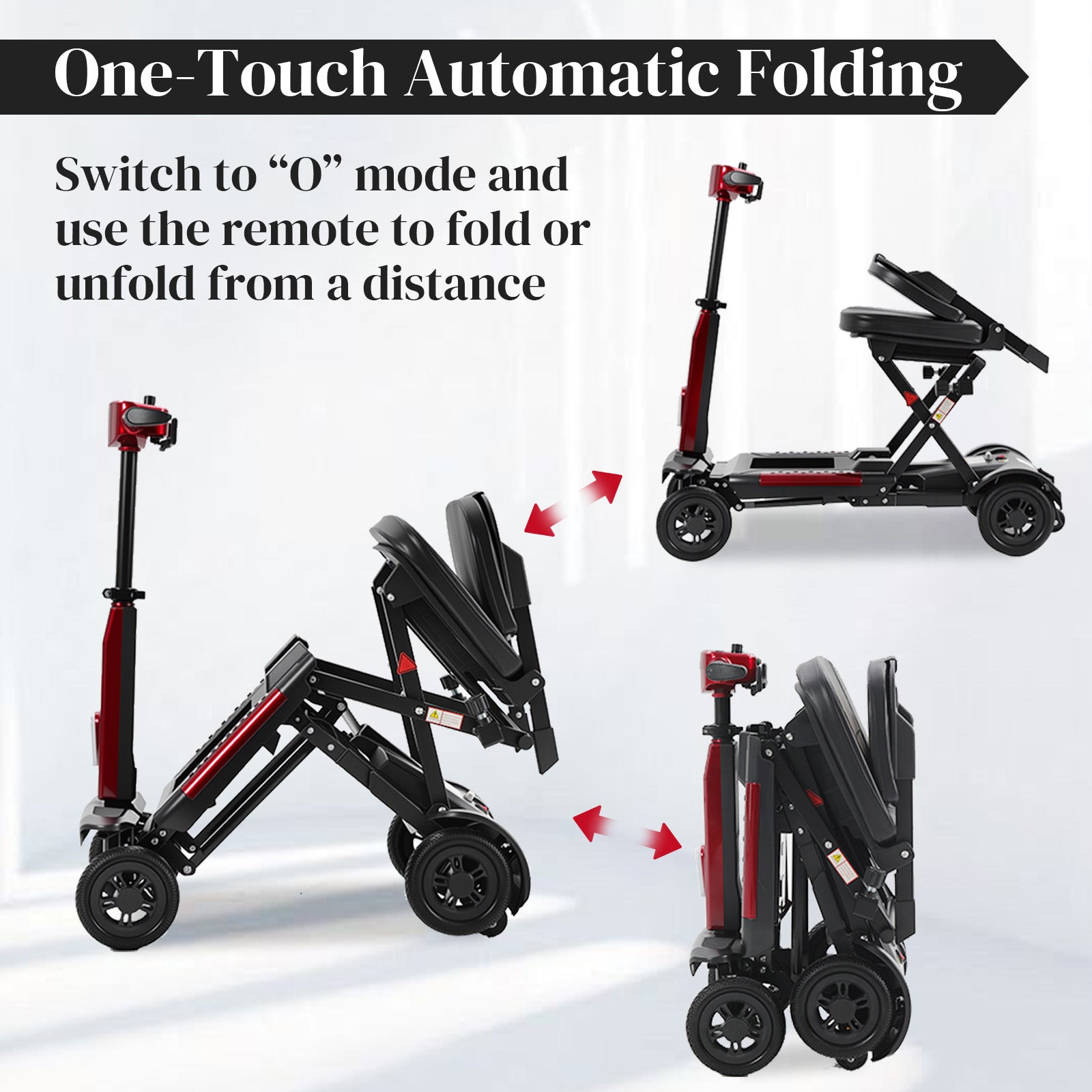 Ecomobi MS02-F-Ultra Mobility Scooter – 15-Mile Range, One-Touch Folding, 12Ah, Supports 330 lbs, Ideal for Seniors & Adults, Airline-Friendly