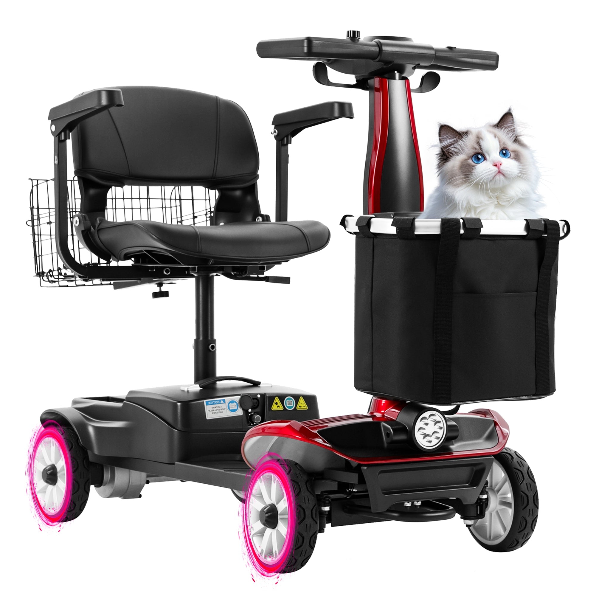 Ecomobi™ MS01 PRO 4-Wheel Foldable Mobility Scooter for Seniors – 15-Mile Range, 330 lbs Capacity, Lightweight & Travel Friendly