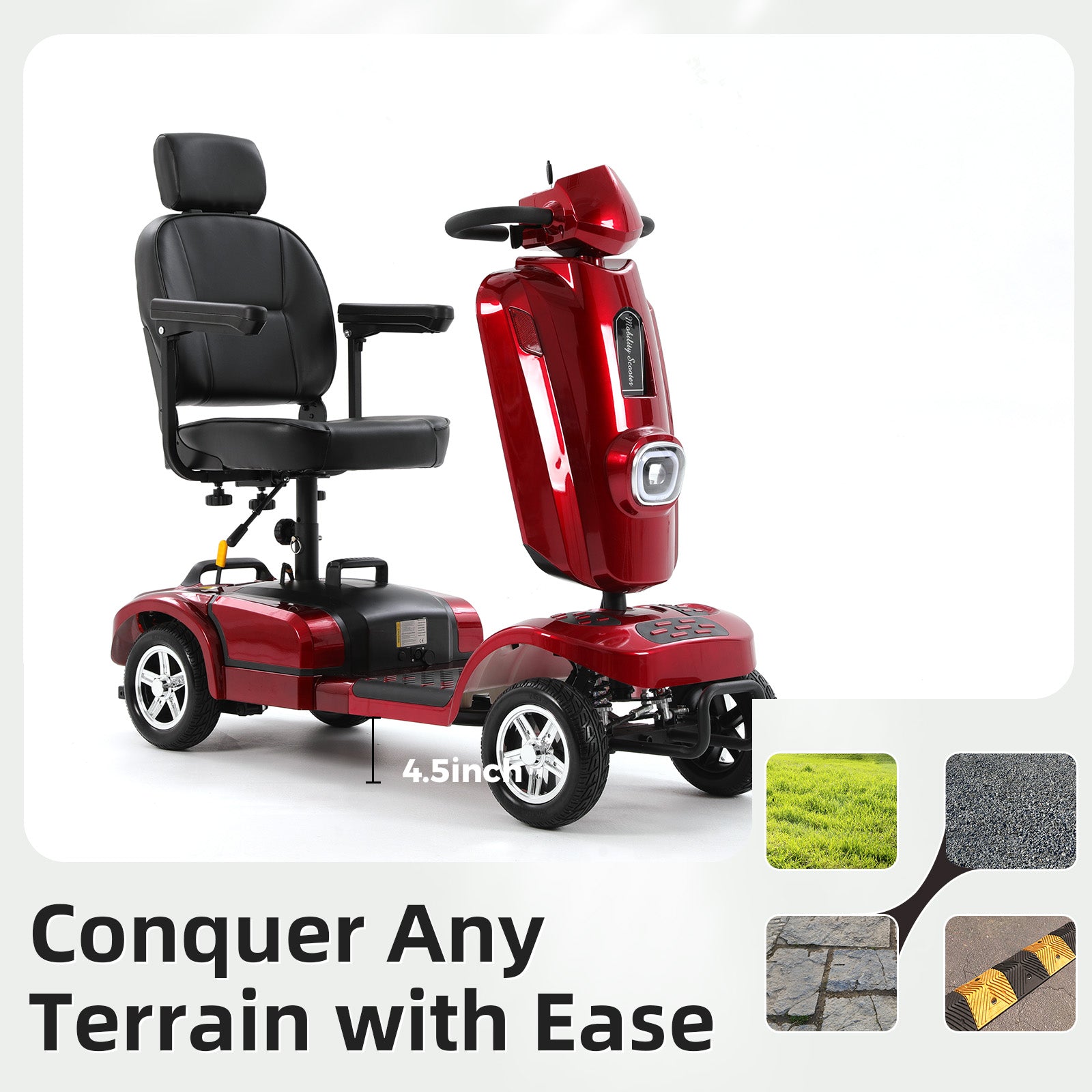 Ecomobi MS02 Plus Heavy-Duty Mobility Scooter for Seniors – 16/26-Mile Range | 400 lbs Capacity
