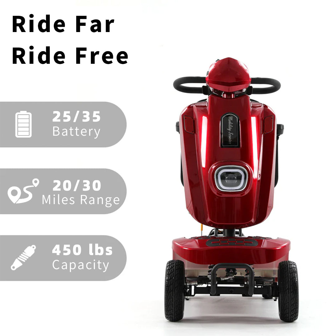 ECOMOBI MS02 Plus Heavy-Duty Mobility Scooter for Seniors – 20/30-Mile Range | 450 lbs Capacity
