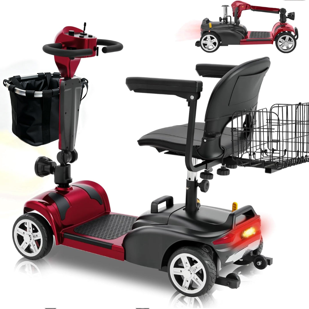ECOMOBI MS02 4-Wheel Mobility Scooter for Seniors – 30-Mile Range | 7 MPH Top Speed