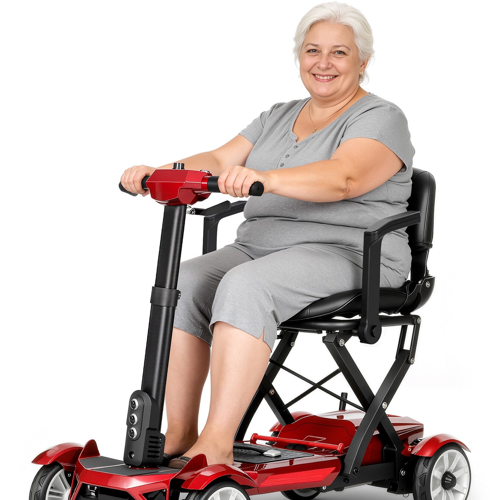 ECOMOBI M4 4-Wheel Manual Foldable Mobility Scooter for Seniors – Ultra-Compact & Portable, Up to15-20 Mi Range