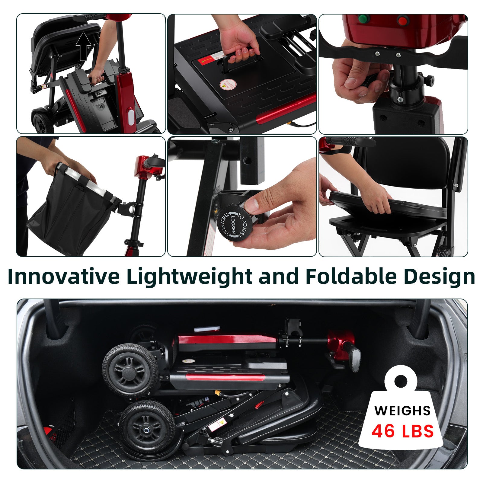 【MS02 F Older Model Promotion】Ecomobi™ MS02 F Foldable Mobility Scooter for Seniors – 20-Mile Range | 330 lbs Capacity