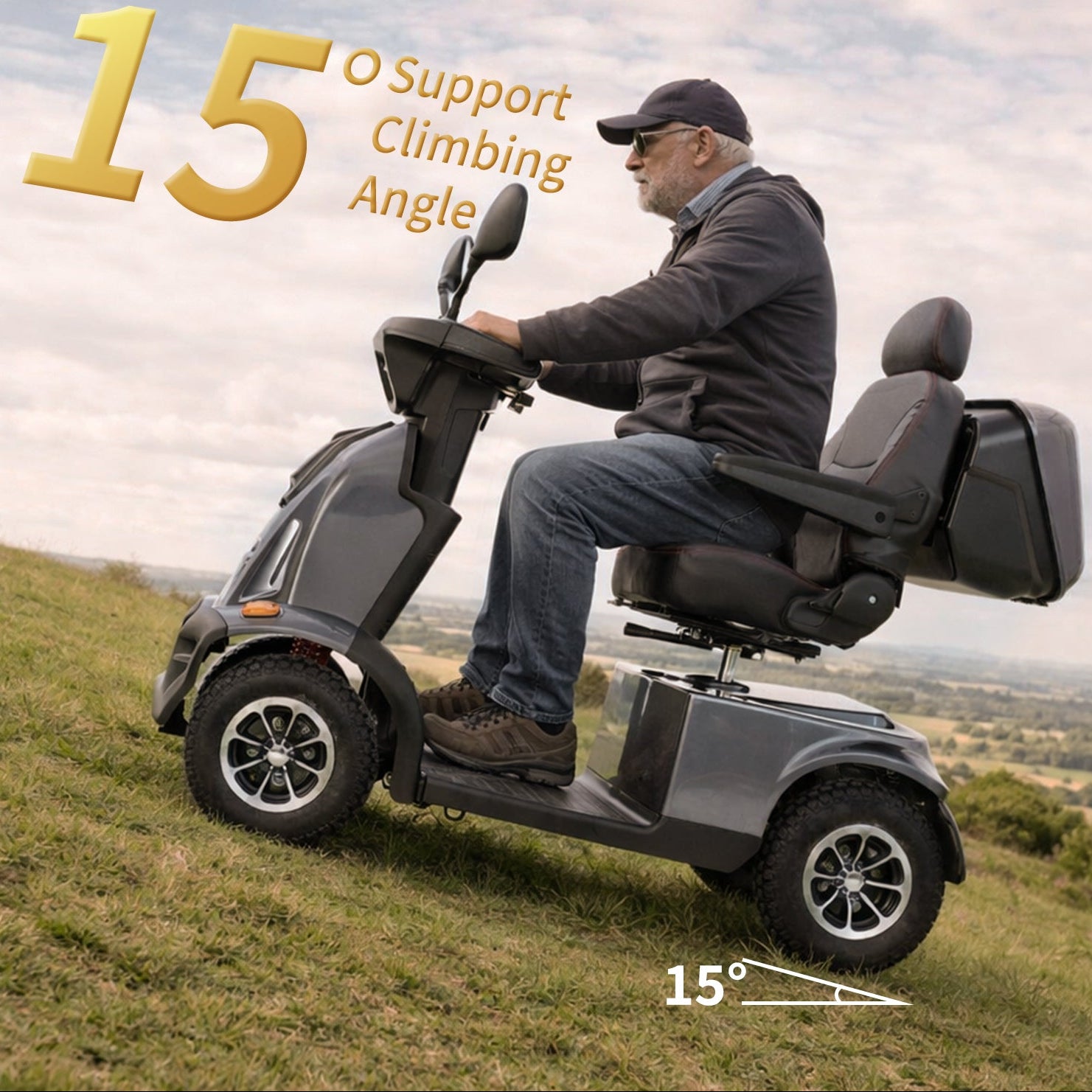 ECOMOBI MS03 MAX Heavy-Duty Mobility Scooter for Seniors – 32-Mile Range | 550 lbs Capacity