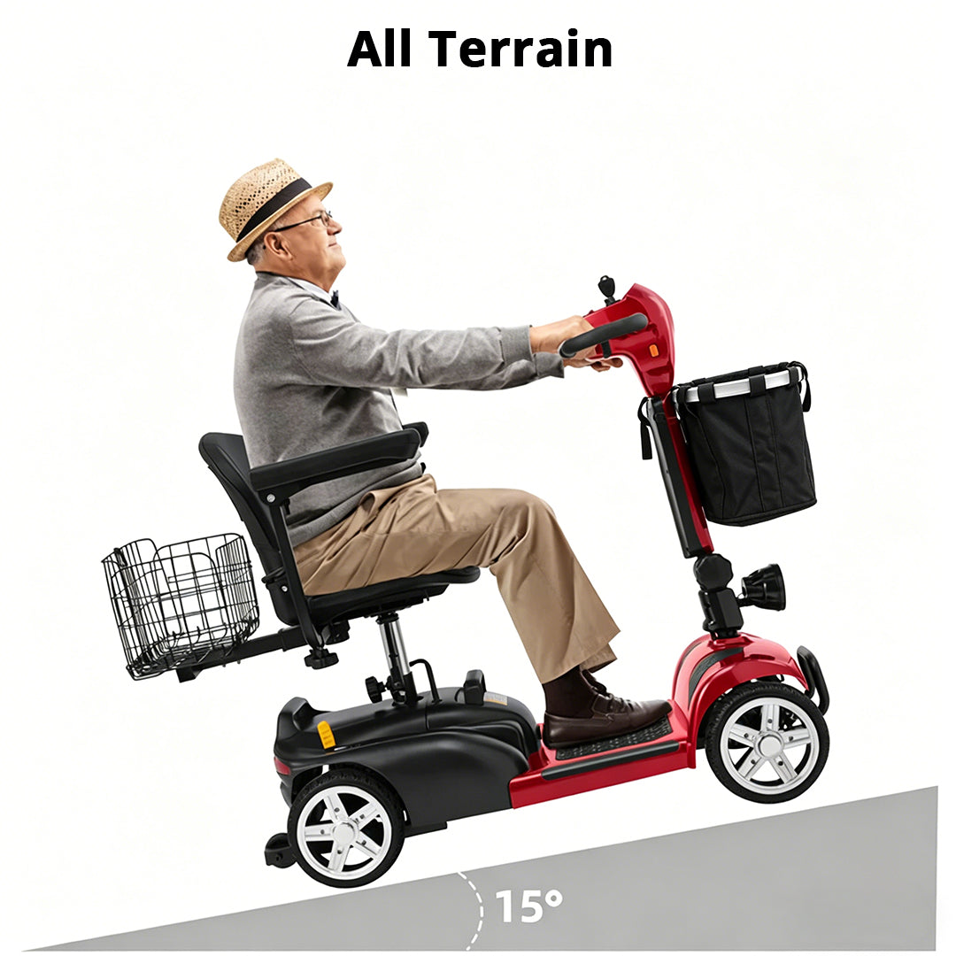 ECOMOBI MS02 4-Wheel Mobility Scooter for Seniors – Lightweight & Compact, Up to 15 Mi Range