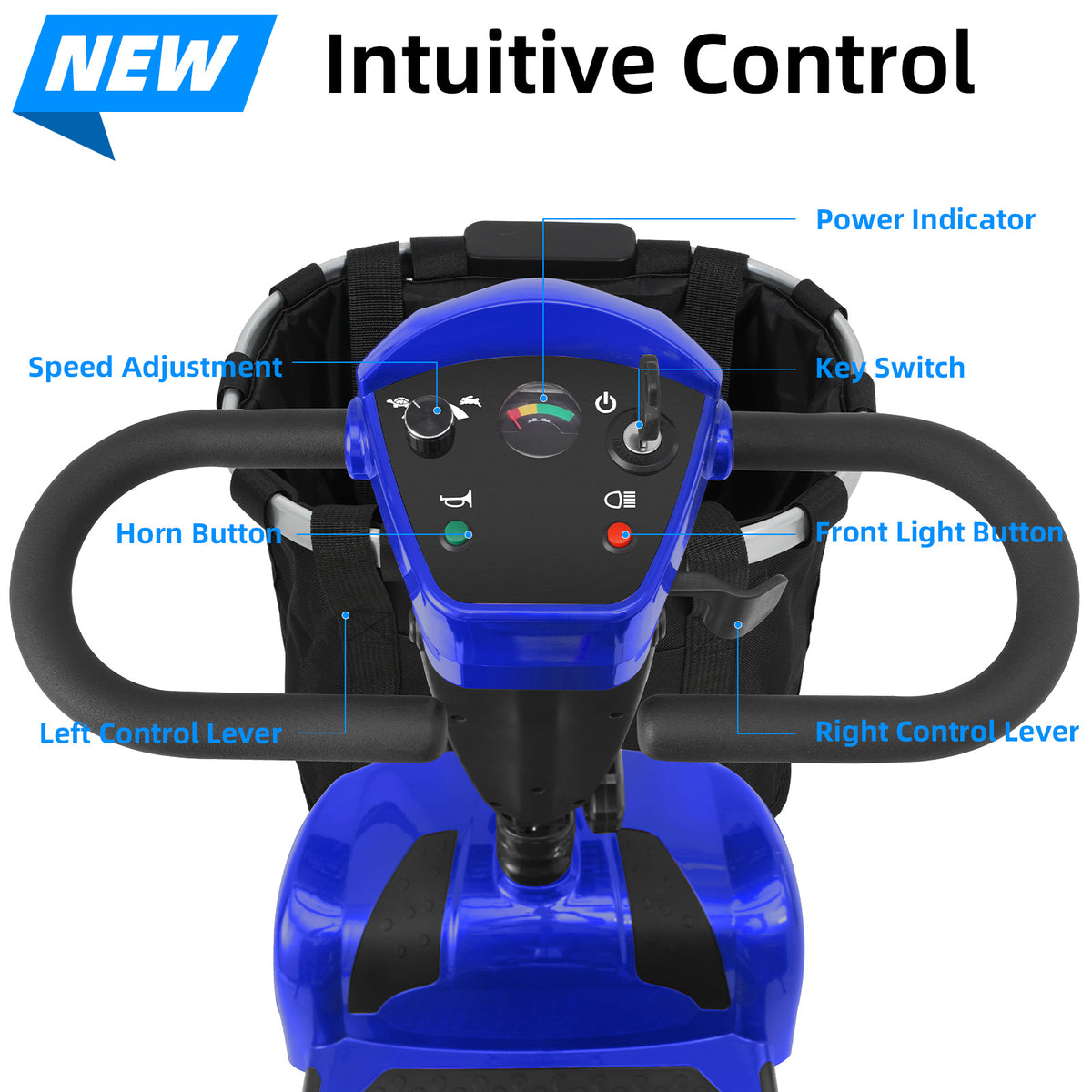 Mbxcooter  4 Wheel Mobility Scooter for Adults/Seniors,15-45 Miles Folding Electric Mobility Scooter,350W Electric Powered Wheelchair Device,Long Range Power Extended Battery,Dual Baskets