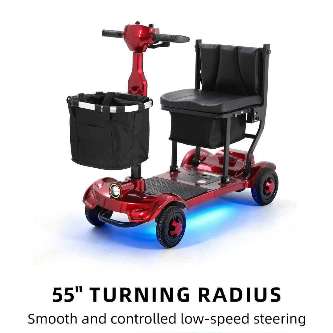 ECOMOBI MS01 F Lightweight Mobility Scooter, 41 lbs, 12/24 Mile Range, 300 lbs Capacity, LED Light & Triple Storage