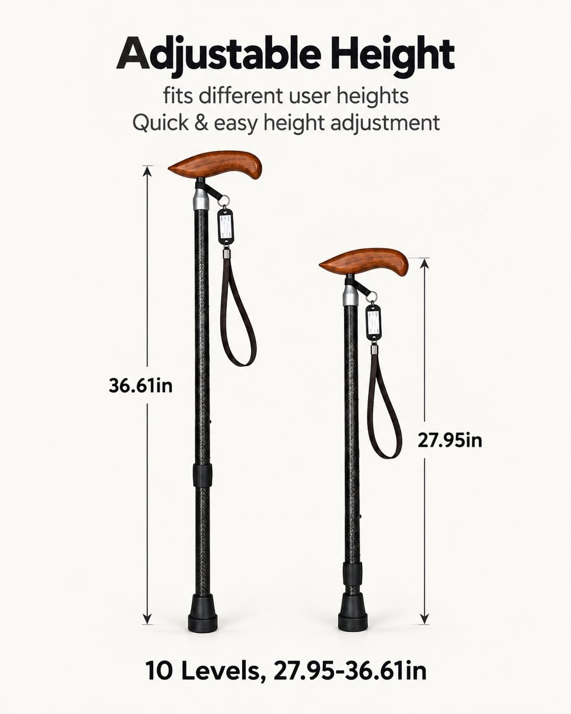 Ecomobi Electric Wheelchair with Carbon Fiber Walking Cane Adjustable