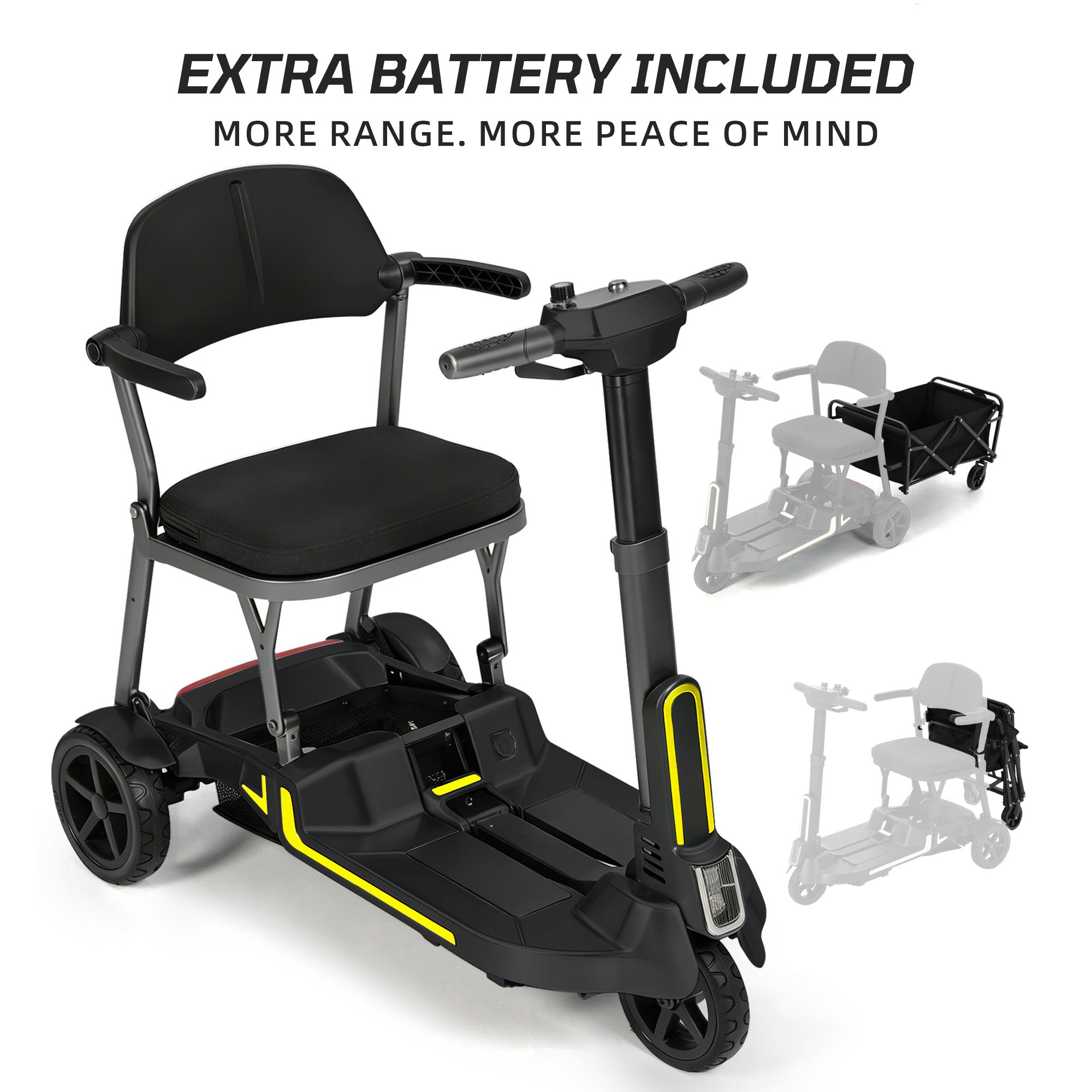 【Introducing the All-New】ECOMOBI M3 Lightweight Foldable Mobility Scooter for Seniors – 30 lbs, 33" Turning Radius, 20/32-Mile Range