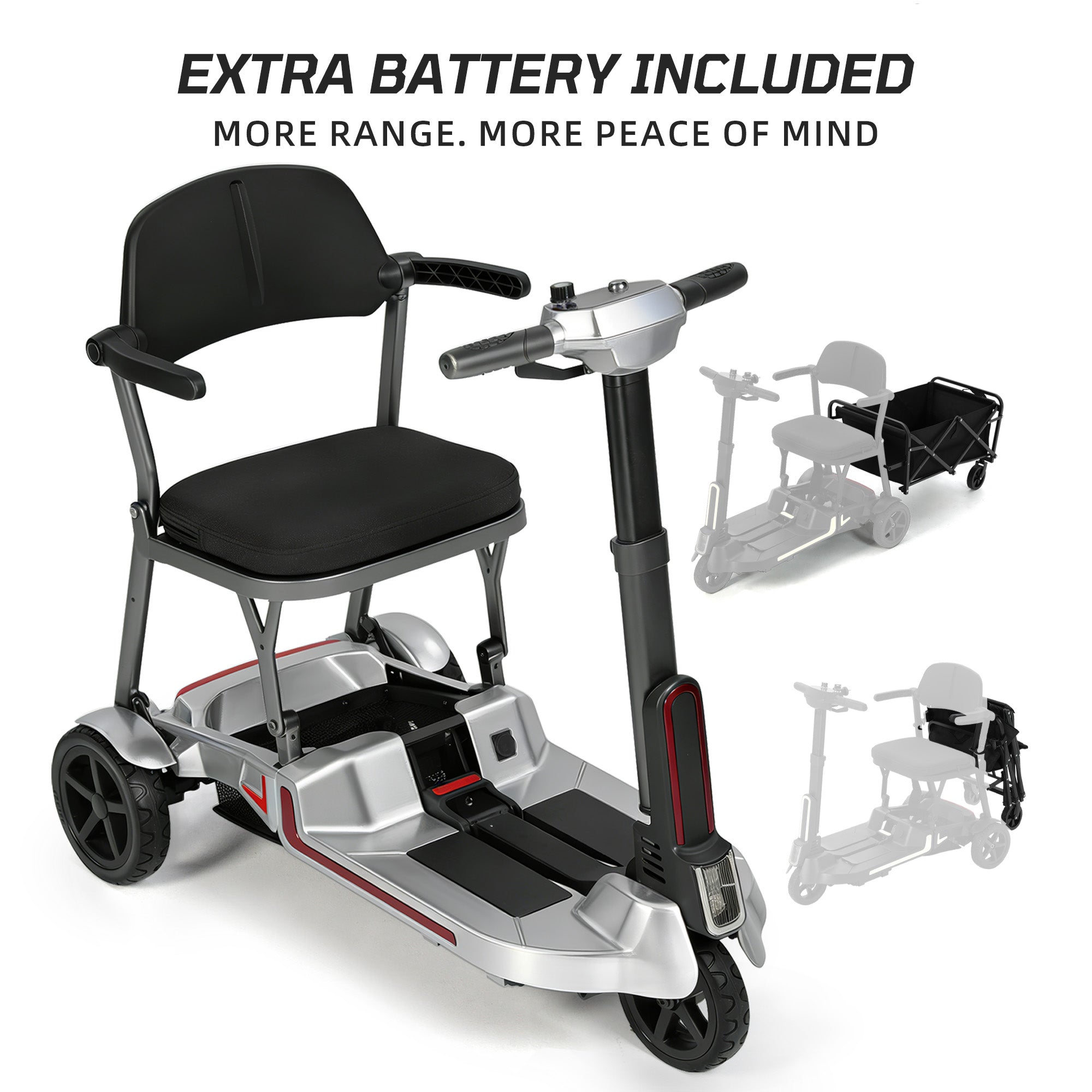 【Introducing the All-New】ECOMOBI M3 Lightweight Foldable Mobility Scooter for Seniors – 30 lbs, 33" Turning Radius, 20/32-Mile Range