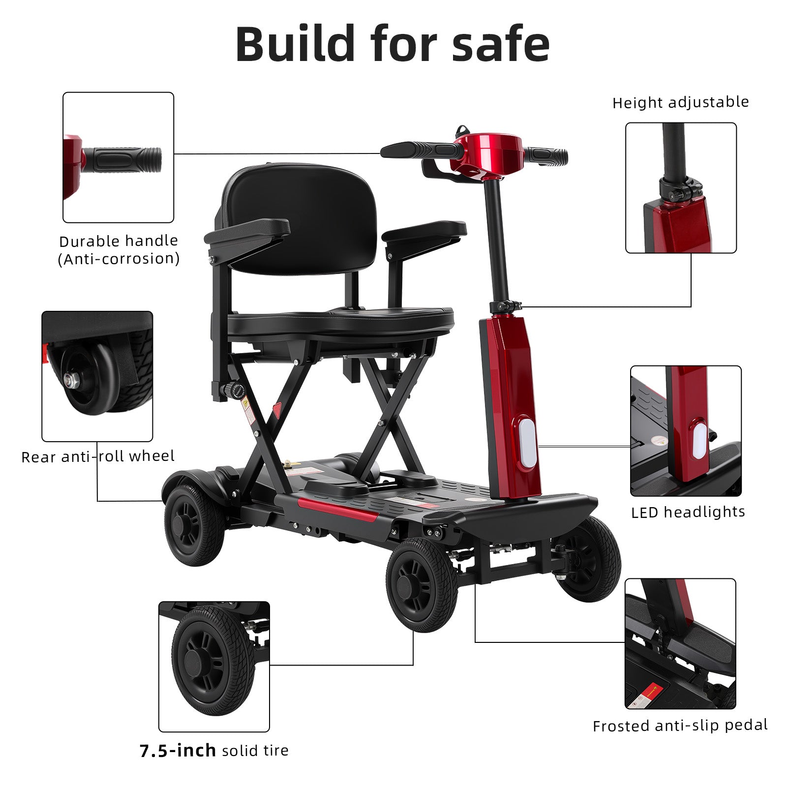 Ecomobi MS02 F Foldable Mobility Scooter for Seniors – 15/20/30-Mile Range | 330 lbs Capacity