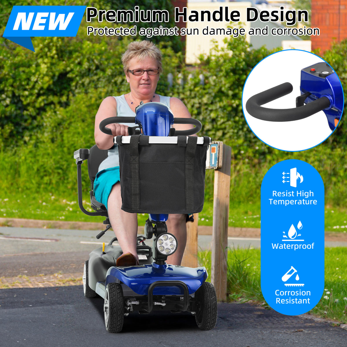 Mbxcooter  4 Wheel Mobility Scooter for Adults/Seniors,15-45 Miles Folding Electric Mobility Scooter,350W Electric Powered Wheelchair Device,Long Range Power Extended Battery,Dual Baskets
