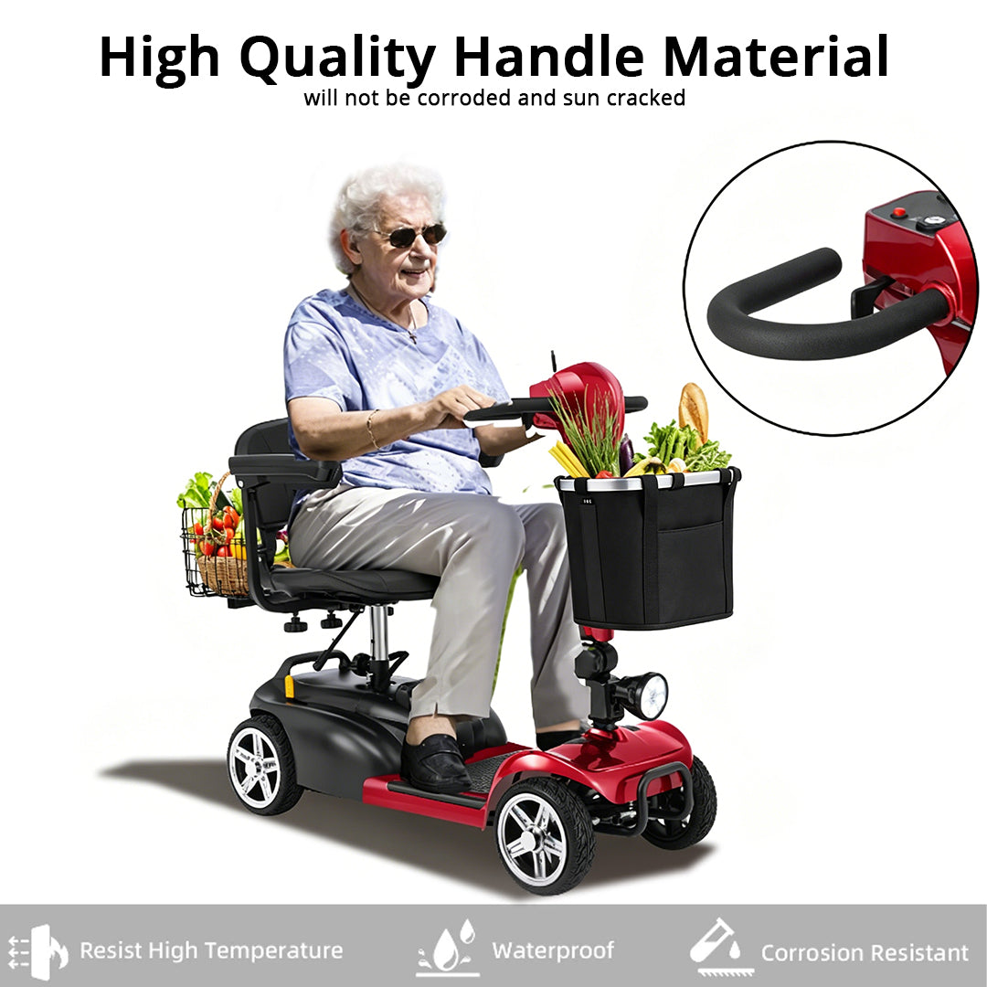 ECOMOBI MS02 4-Wheel Mobility Scooter for Seniors – Lightweight & Compact, Up to 15 Mi Range