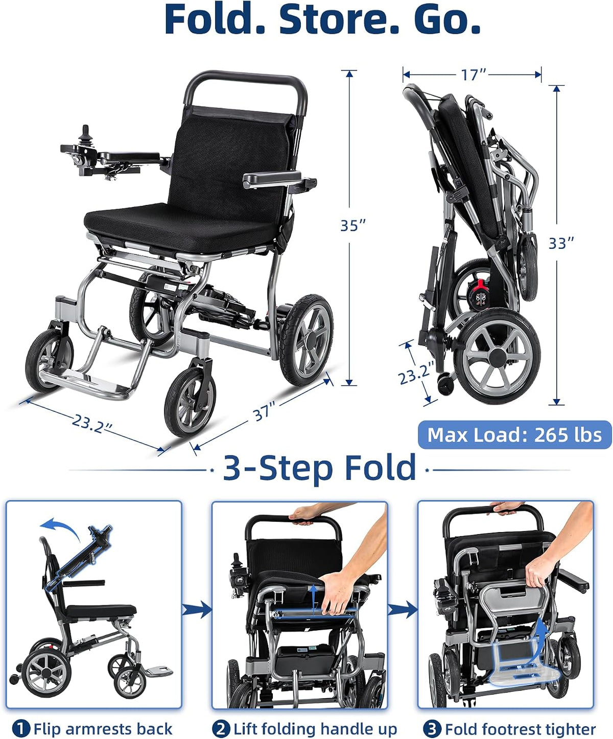 Ecomobi Electric Wheelchair with Carbon Fiber Walking Cane Adjustable