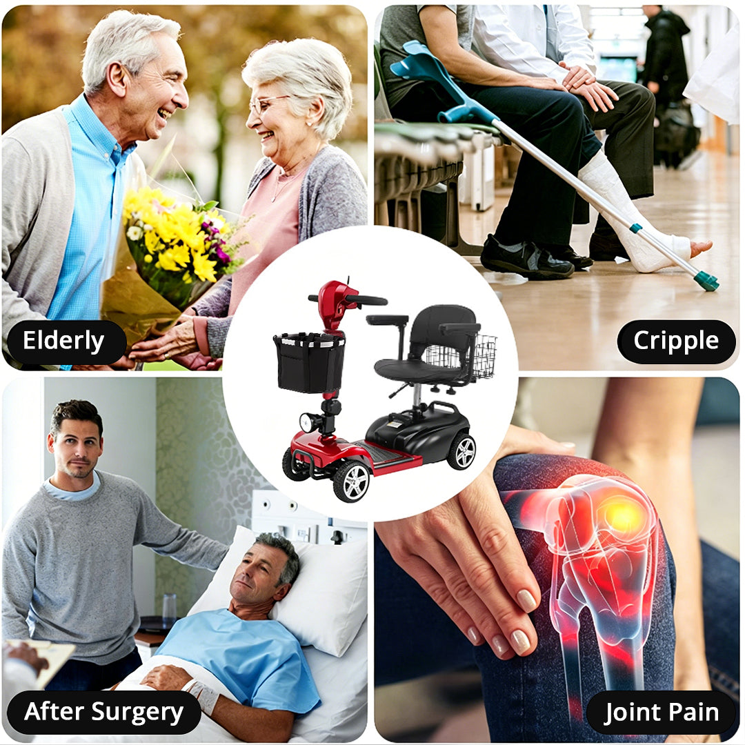 ECOMOBI MS02 4-Wheel Mobility Scooter for Seniors – Lightweight & Compact, Up to 15 Mi Range