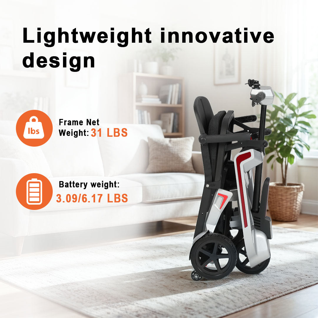Ecomobi M3 30 lbs Lightweight Foldable Mobility Scooter for Seniors – Up to 32-Mile Long Range