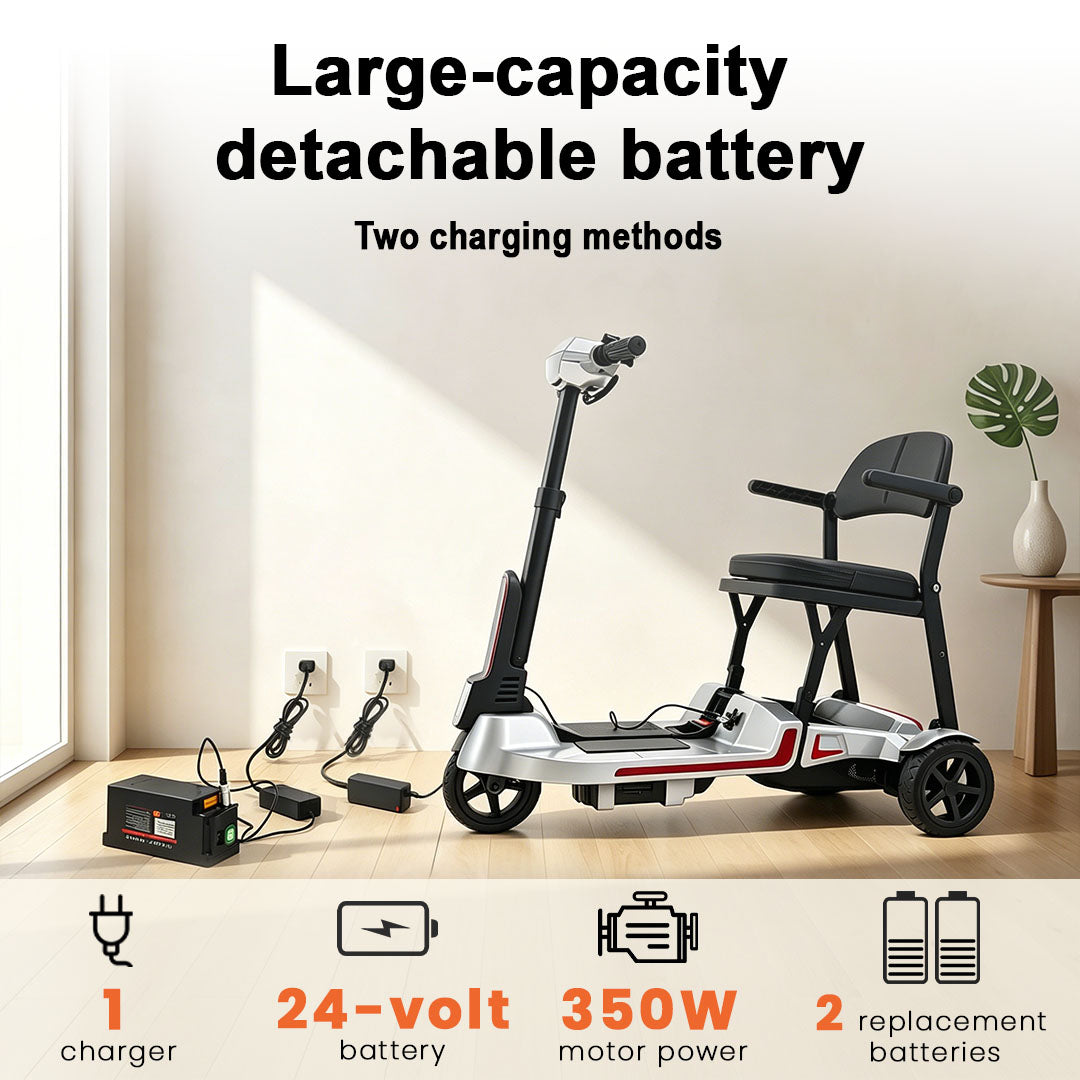 【Introducing the All-New】ECOMOBI M3 Lightweight Foldable Mobility Scooter for Seniors – 30 lbs, 33" Turning Radius, 20/32-Mile Range
