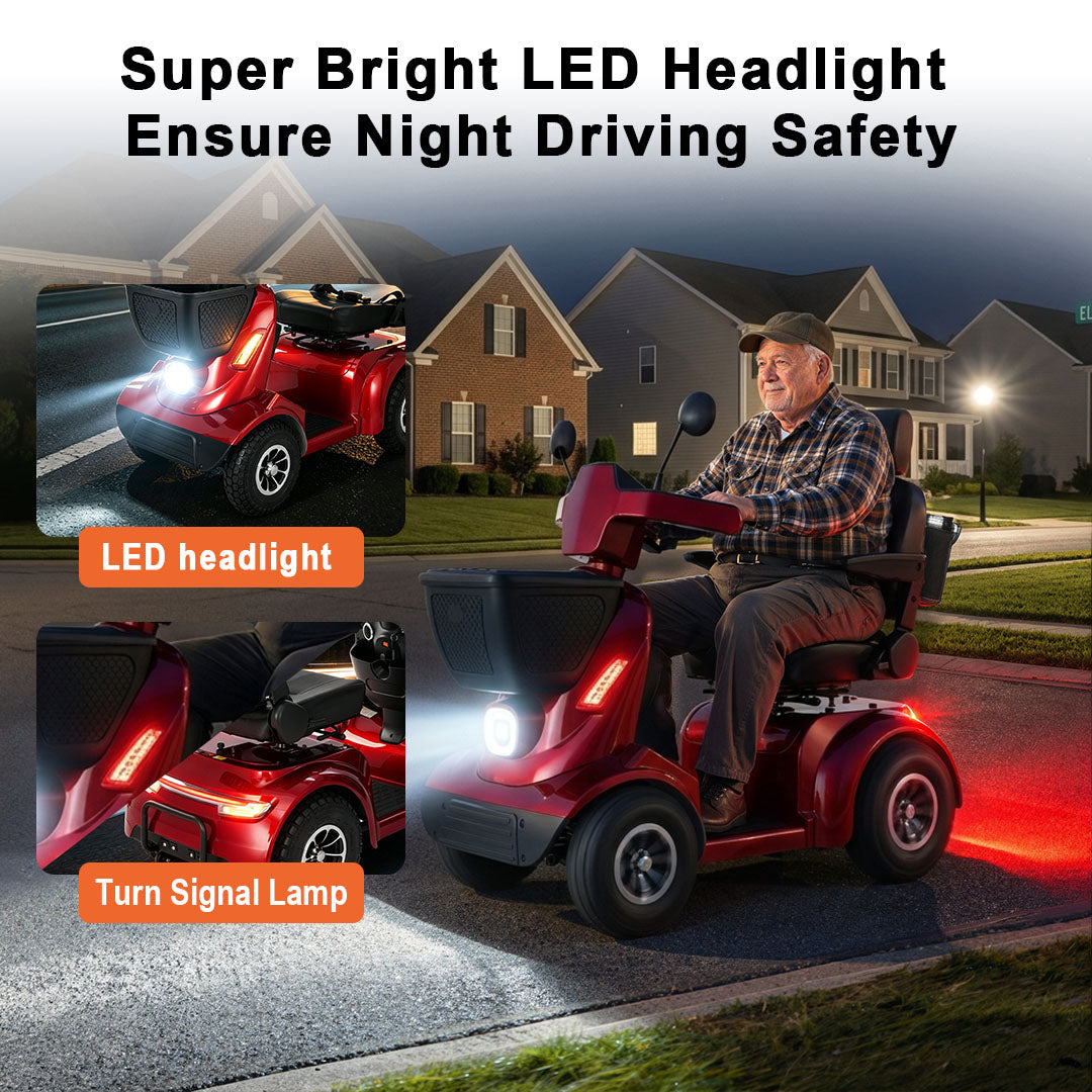 ECOMOBI MS02 MAX Heavy-Duty Mobility Scooter for Seniors – 32-Mile Range | 500 lbs Capacity
