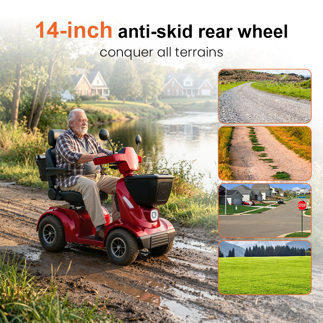 ECOMOBI MS02 MAX Heavy-Duty Mobility Scooter for Seniors – 32-Mile Range | 500 lbs Capacity