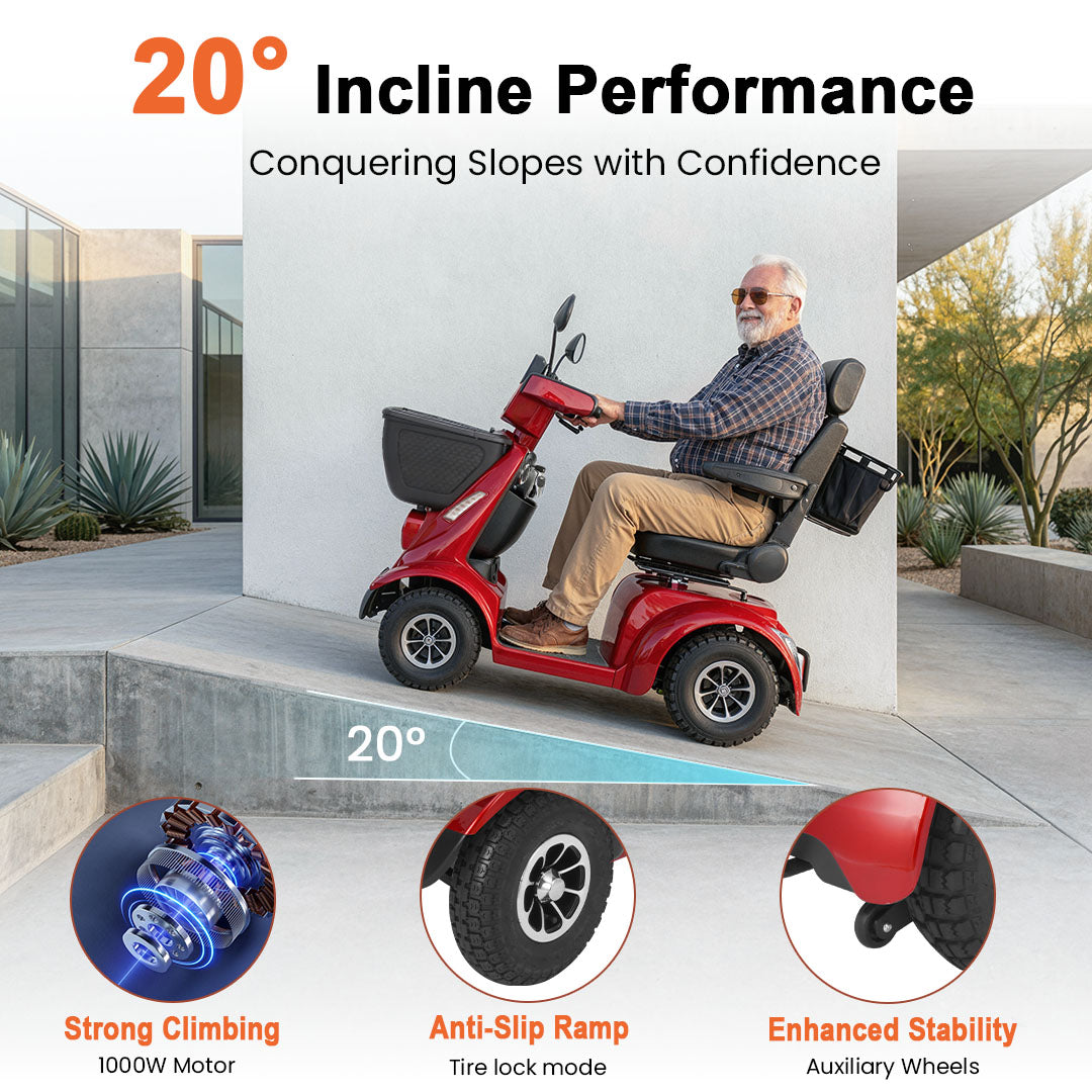 ECOMOBI MS02 MAX Heavy-Duty Mobility Scooter for Seniors – 32-Mile Range | 500 lbs Capacity