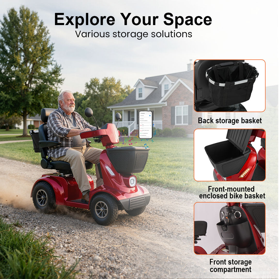 ECOMOBI MS02 MAX Heavy-Duty Mobility Scooter for Seniors – 32-Mile Range | 500 lbs Capacity