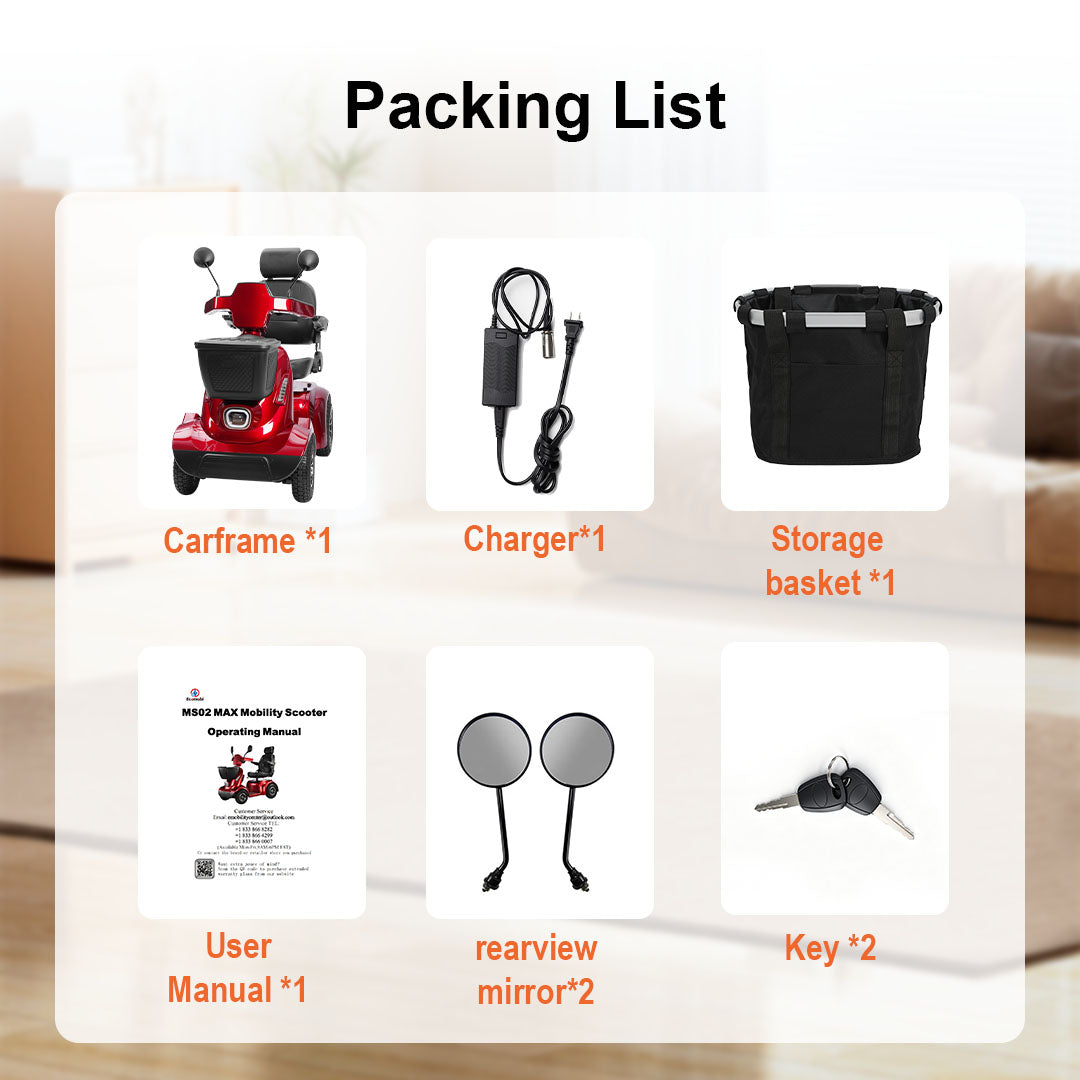 ECOMOBI MS02 MAX Heavy-Duty Mobility Scooter for Seniors – 32-Mile Range | 500 lbs Capacity