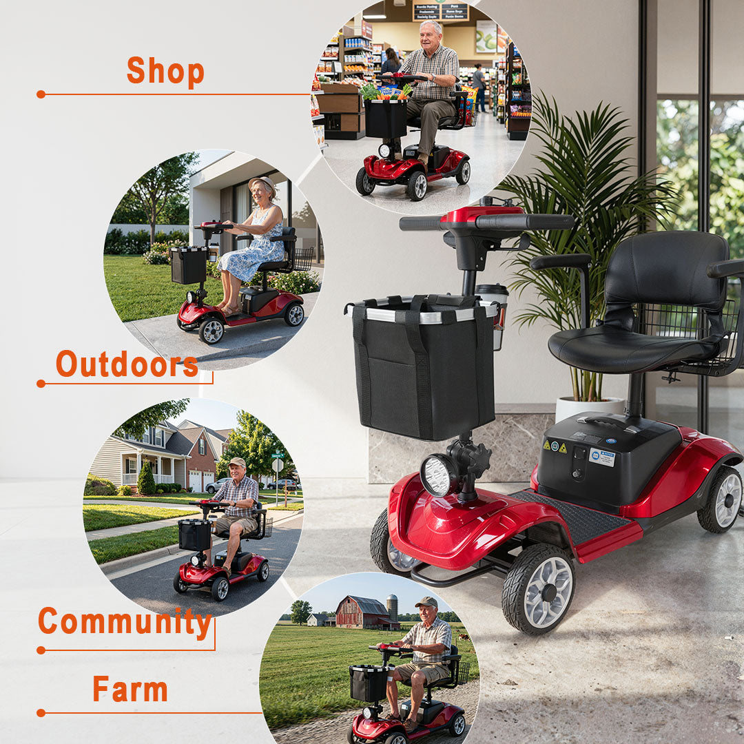 ECOMOBI M1 4-Wheel Foldable Mobility Scooter for Seniors – 15-Mile Range | 320 lbs Capacity