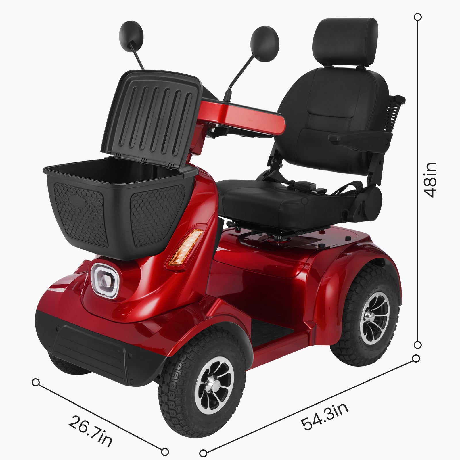 Ecomobi MS02 MAX Heavy-Duty Mobility Scooter for Seniors – 32-Mile Range | 500 lbs Capacity