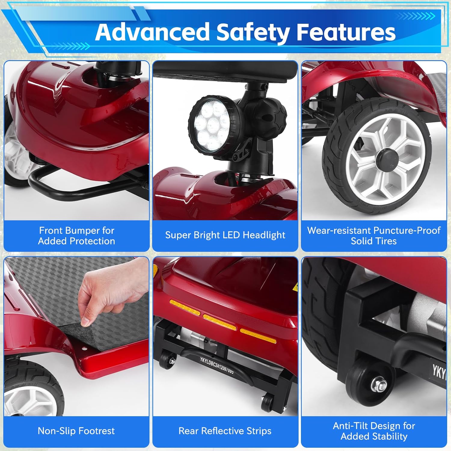 Ecomobi MS01 4-Wheel Foldable Mobility Scooter for Adults - 15-Mile Range | 300LBS Capacity