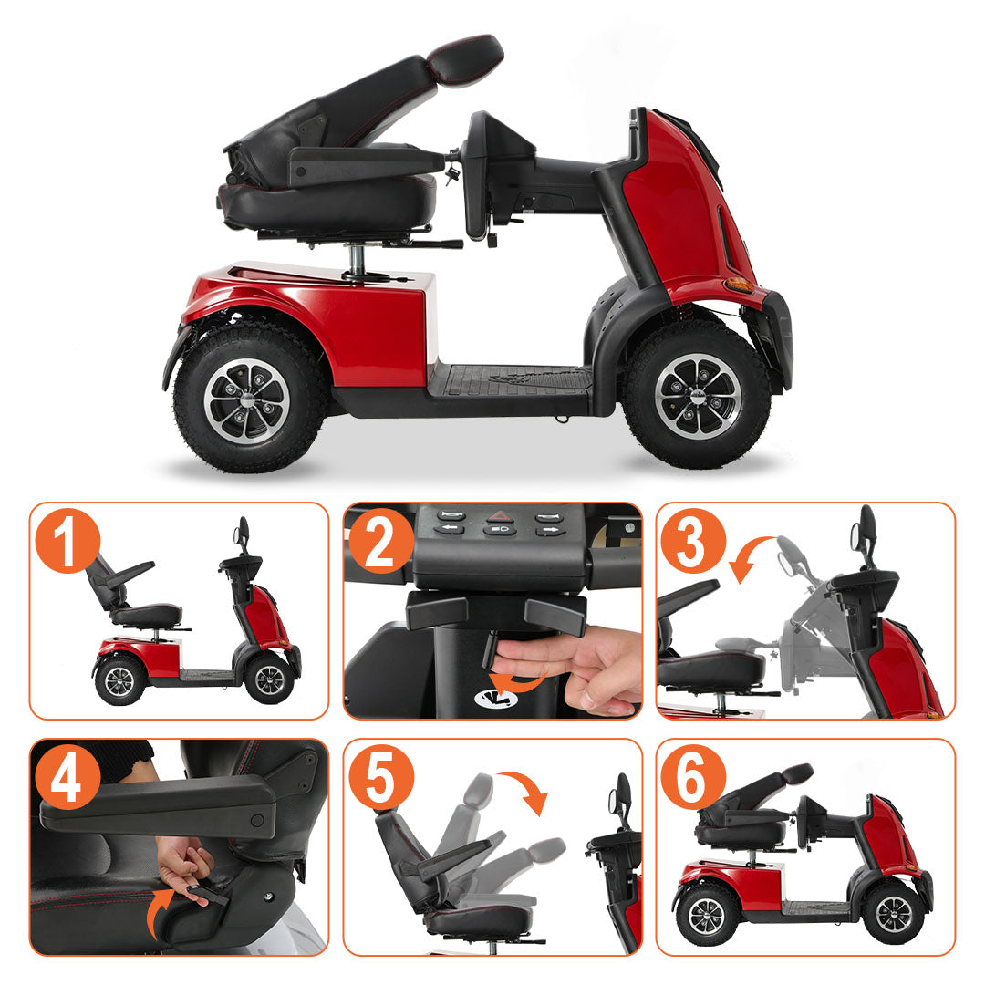 Ecomobi MS03 MAX Heavy-Duty Mobility Scooter for Seniors – 32-Mile Range | 550 lbs Capacity