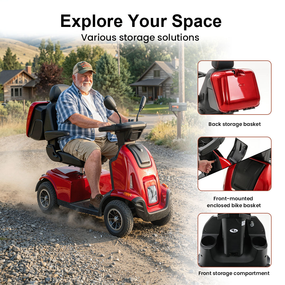 Ecomobi MS03 MAX Heavy-Duty Mobility Scooter for Seniors – 32-Mile Range | 550 lbs Capacity