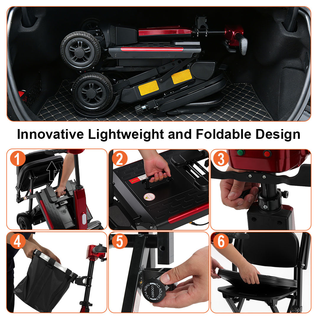ECOMOBI MS02 F Foldable Mobility Scooter for Seniors – 15/30-Mile Range | 330 lbs Capacity