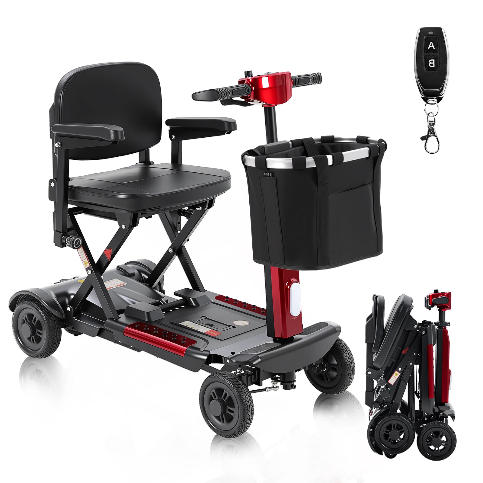 Ecomobi MS02-F-Ultra Automatic Folding Mobility Scooter for Adults - 15-Mile Range | 330LBS Capacity | Airline Approved