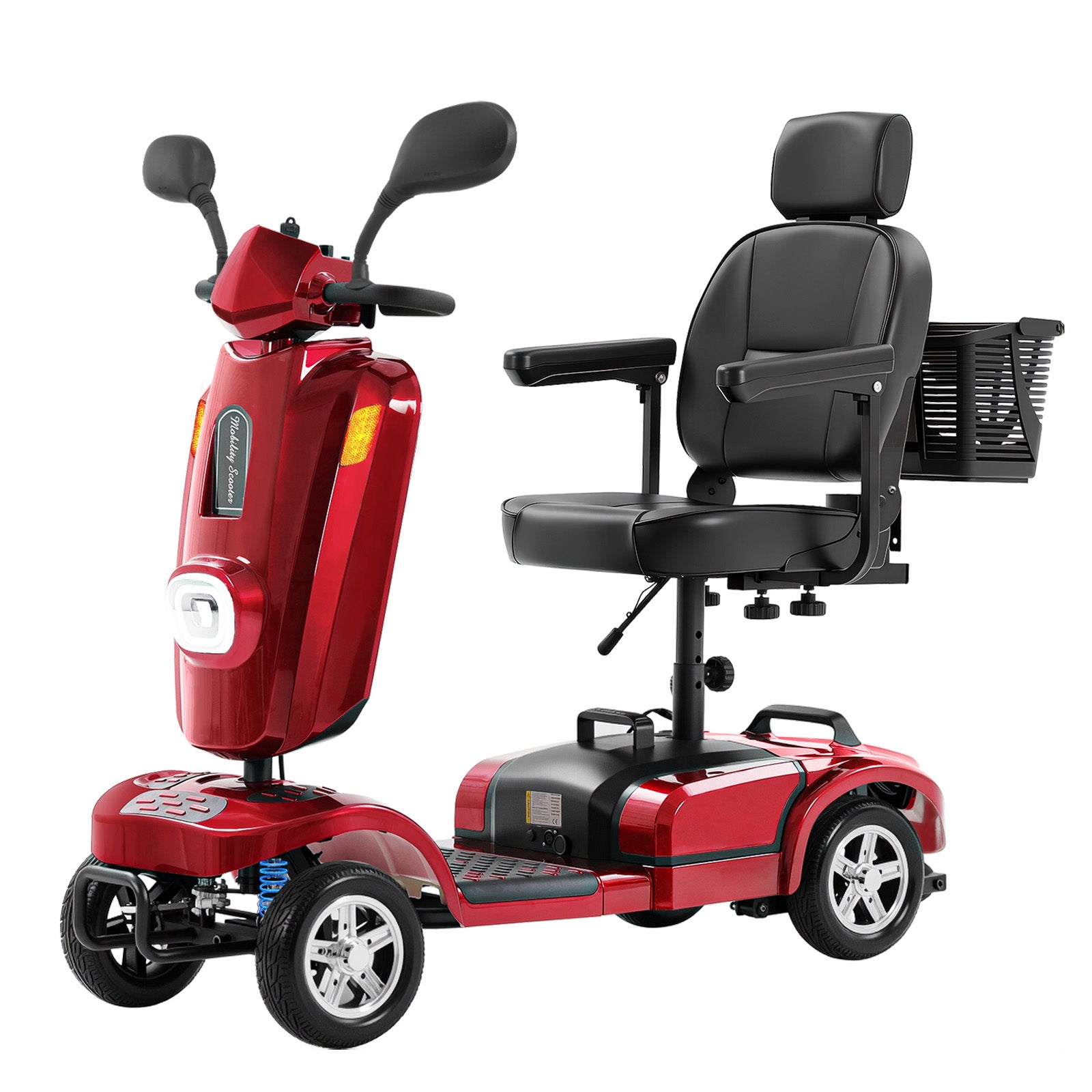 Ecomobi MS02 Plus Heavy Duty Electric Mobility Scooter for Seniors & Adults, 400 Lbs Capacity, 16/26 Mile Range, 9 MPH, 500W Motor, All-Terrain 10" Tires, SUV Trunk Friendly