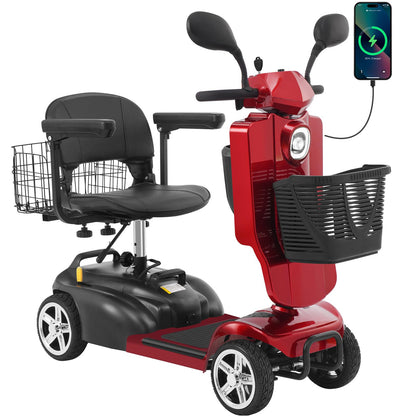 Ecomobi MS02Pro 4 Wheels Electric 350W motor 15AH battery Mobility Scooter for Adults/Seniors, with mirror