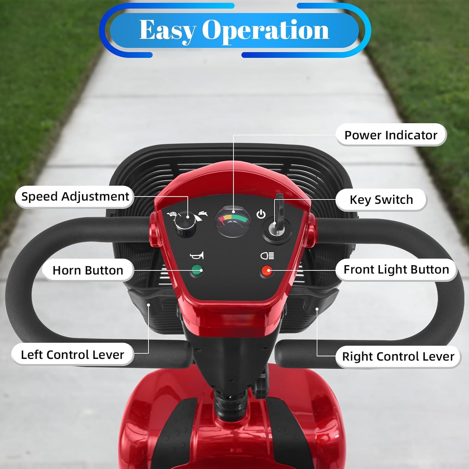 Ecomobi MS02 4-Wheel Mobility Scooter for Adults - 30-Mile Range | 7 MPH Speed