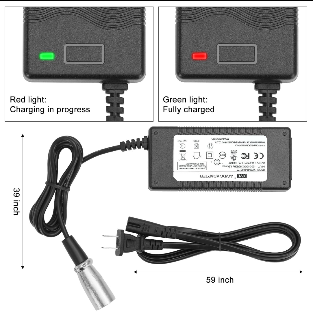 ECOMOBI® Charger For MS02F,MS01F,MS02 Scooters